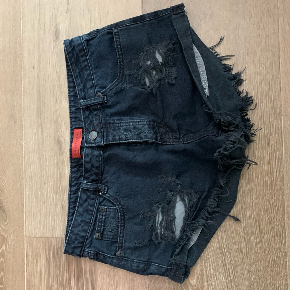 Signature8 Black Distressed Shorts